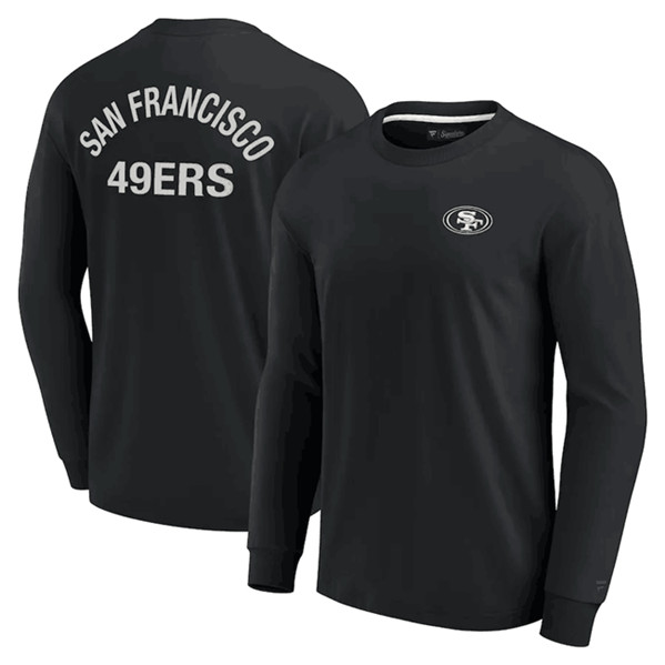 Men's San Francisco 49ers Black Signature Unisex Super Soft Long Sleeve T-Shirt - Click Image to Close